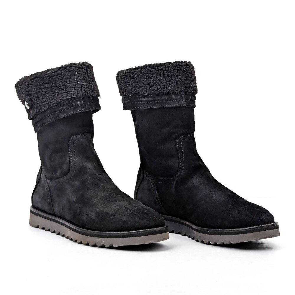 Aquatalia Women Perdi Plush Lining Black Suede Mid Winter Boots size 8.5